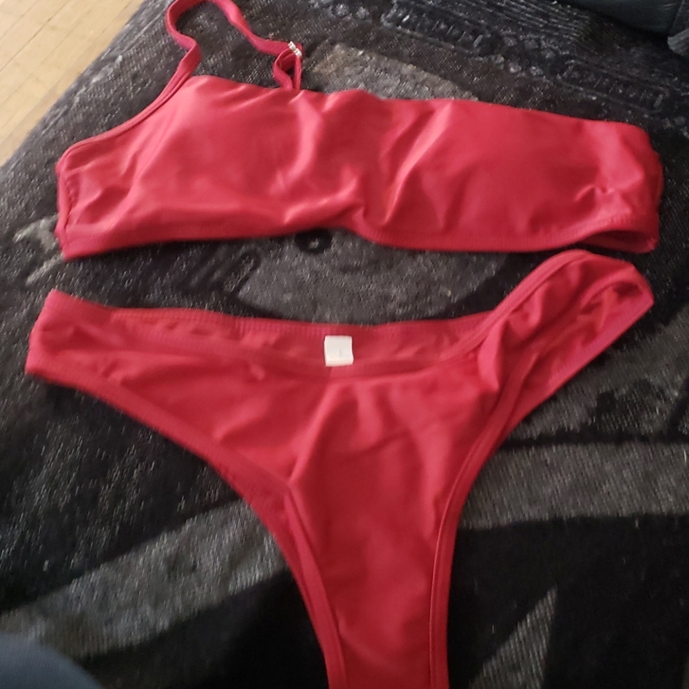 2pc red swimwear
